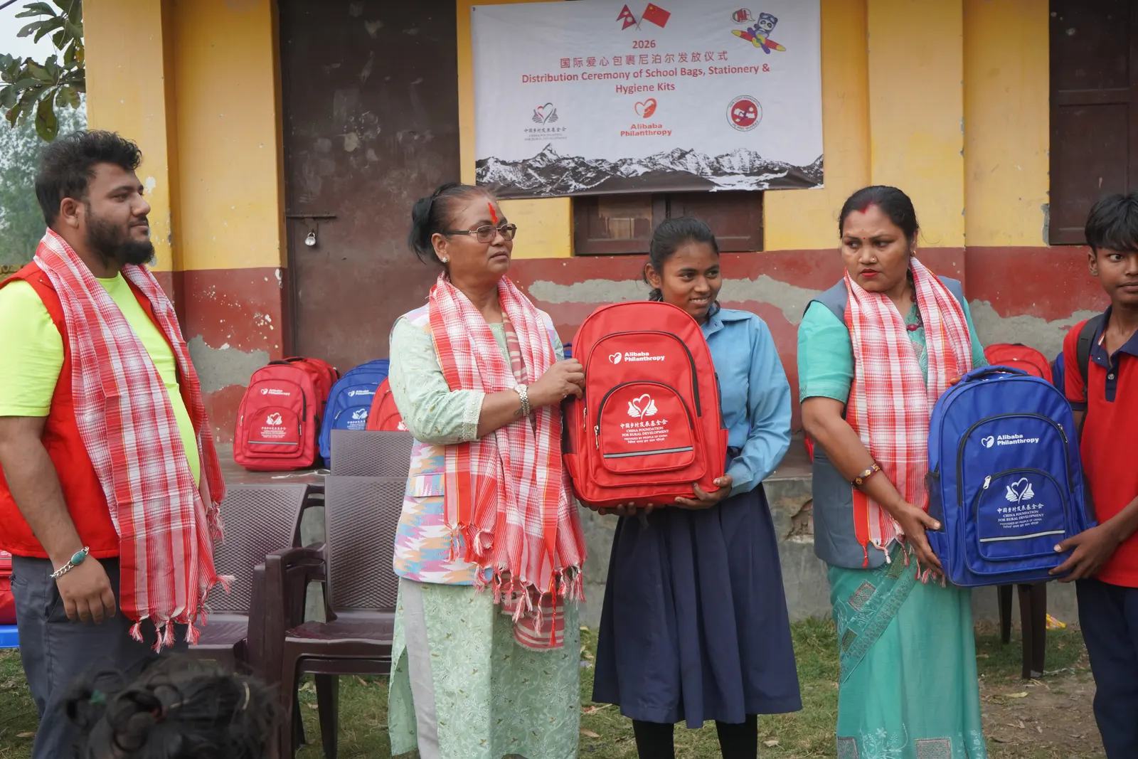 The Forum for Rural Women Ardency Development (FORWARD), in collaboration with the China Foundation and New Light Foundation, distributed school bags, stationery, colouring materials, and hygiene kits to students. 5