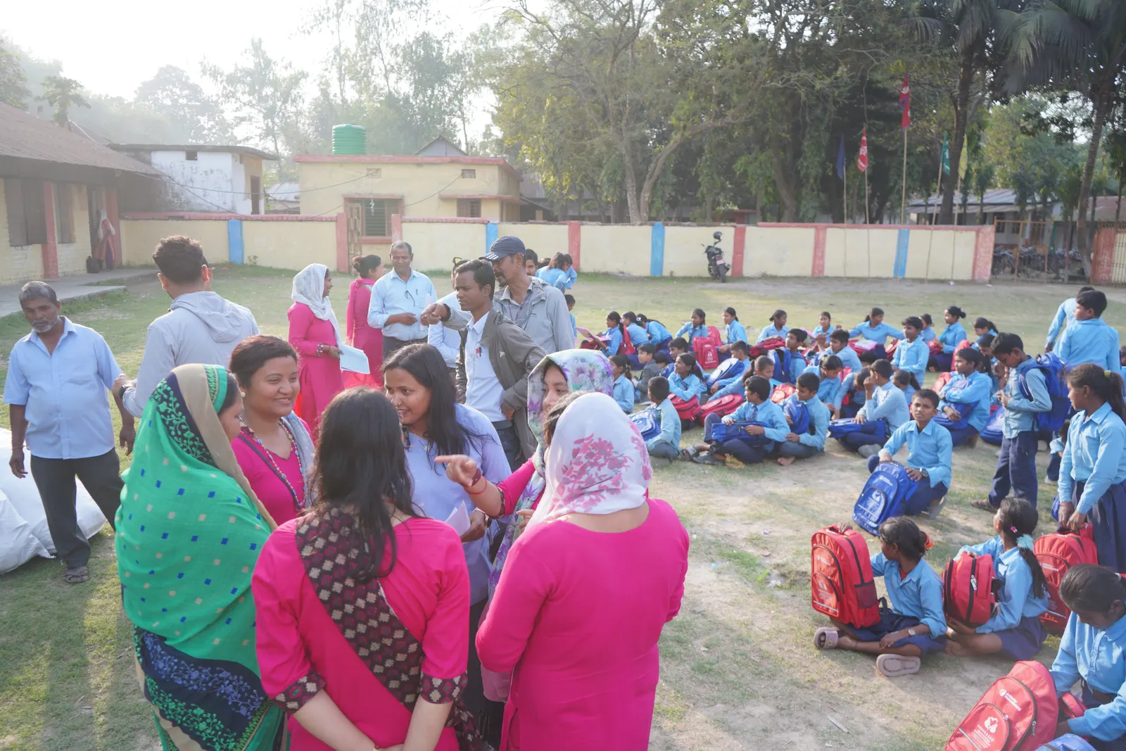 The Forum for Rural Women Ardency Development (FORWARD), in collaboration with the China Foundation and New Light Foundation, distributed school bags, stationery, colouring materials, and hygiene kits to students. 18