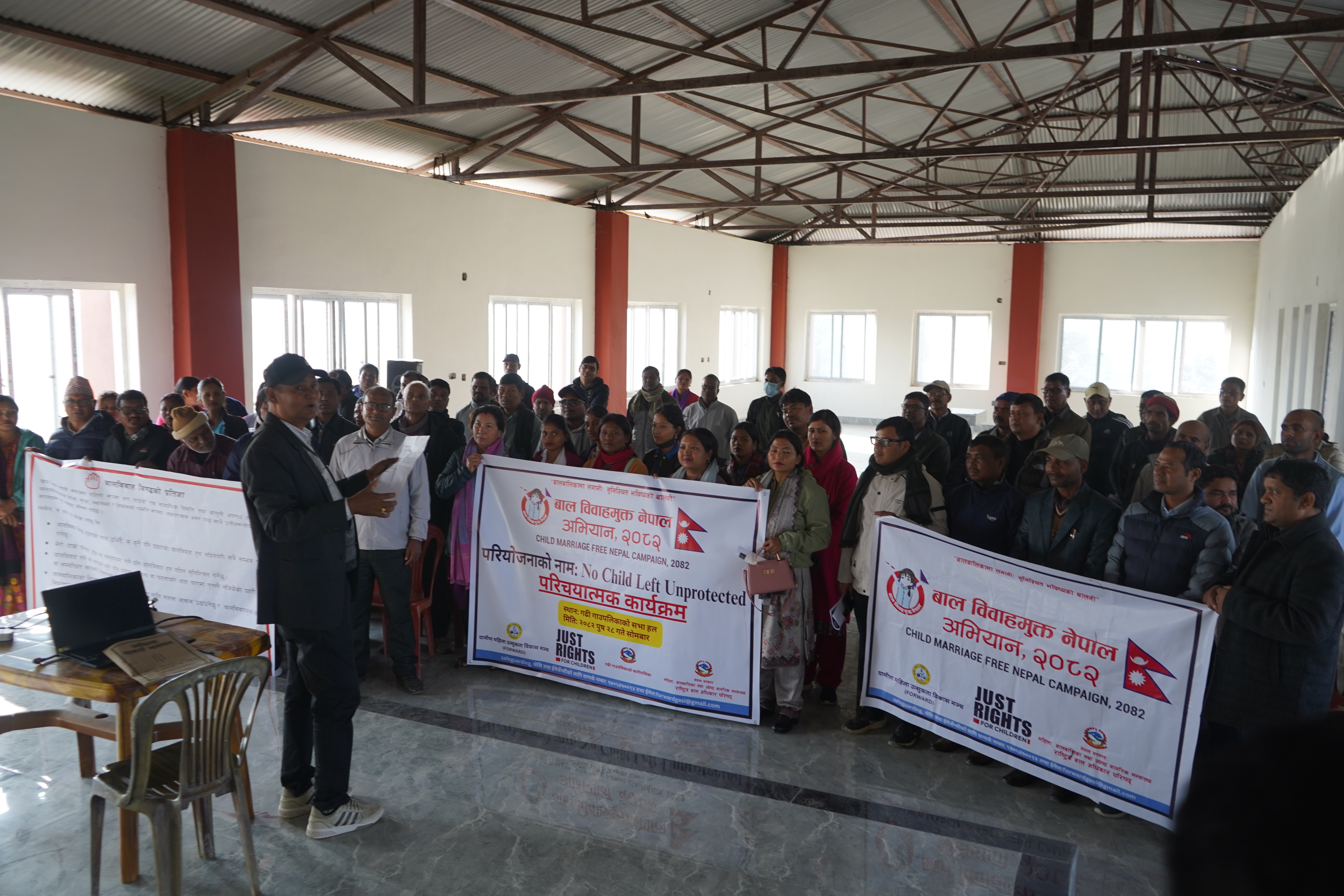 An introductory program for the Child Marriage-Free Campaign was organized in Gadhi-2, Gadhi Rural Municipality. On the occasion, Rural Municipality Chairperson Mr. Ash Narayan Chaudhary led the participants in taking a pledge against child marriage. 3